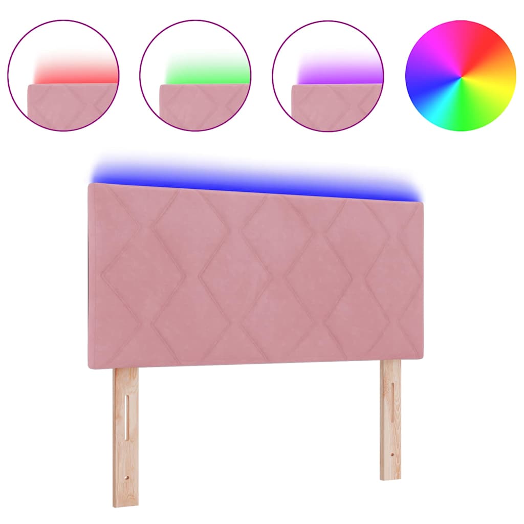 Tête de Lit LED avec des lumières à LED Rose 100 cm Velours - XIOS