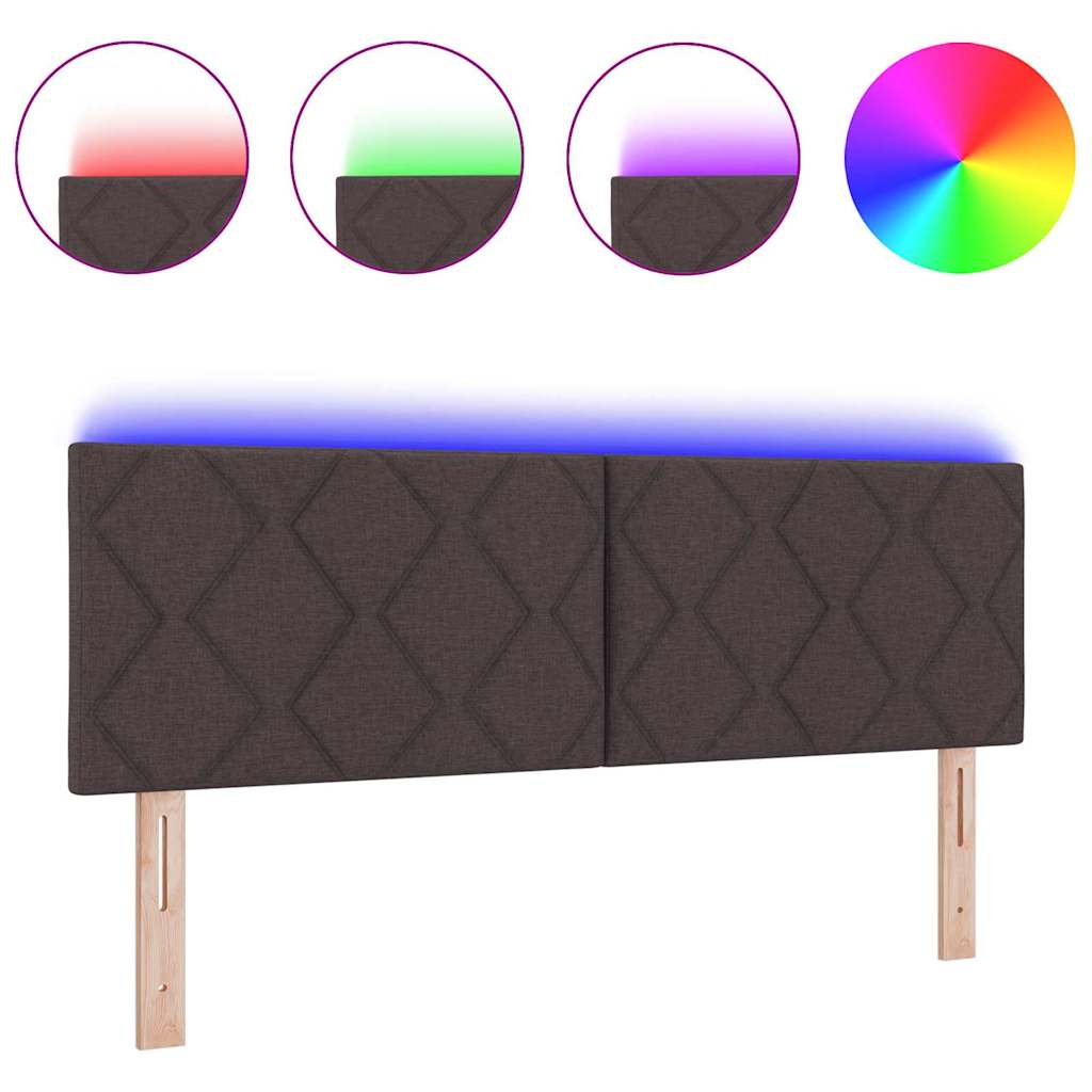 Tête de lit avec des lumières à LED Marron 144 cm tissu - XIOS