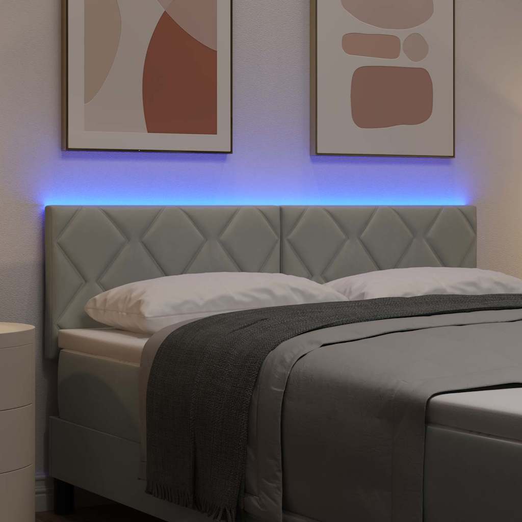 Tête de Lit LED Géométrique Gris clair 144 cm Velours - XIOS