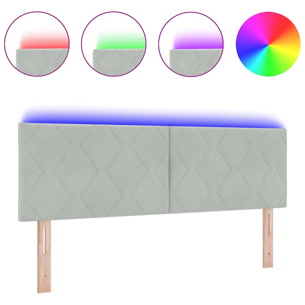 Tête de Lit LED Géométrique Gris clair 144 cm Velours - XIOS