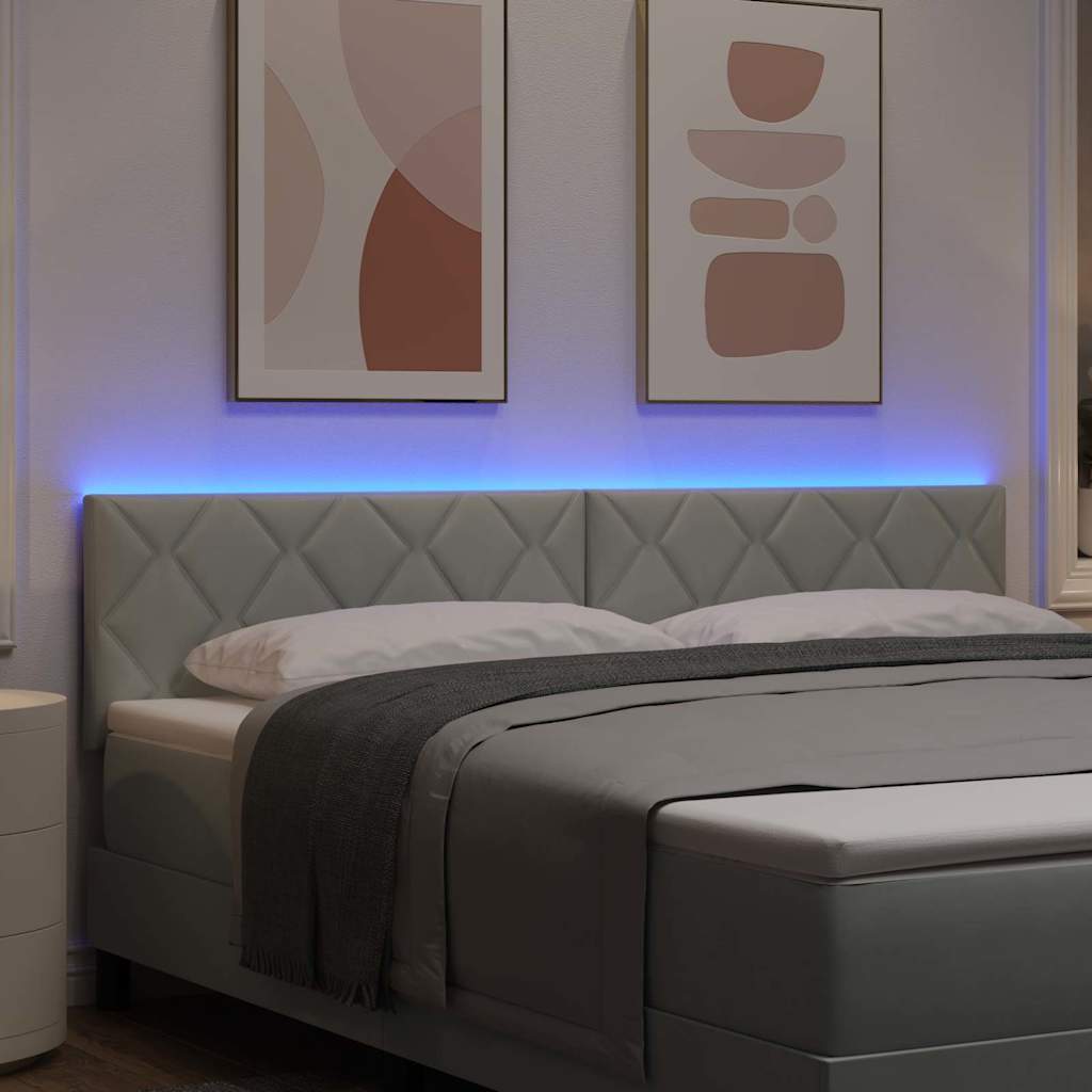 Tête de lit LED Gris clair 180 cm Cuir synthétique