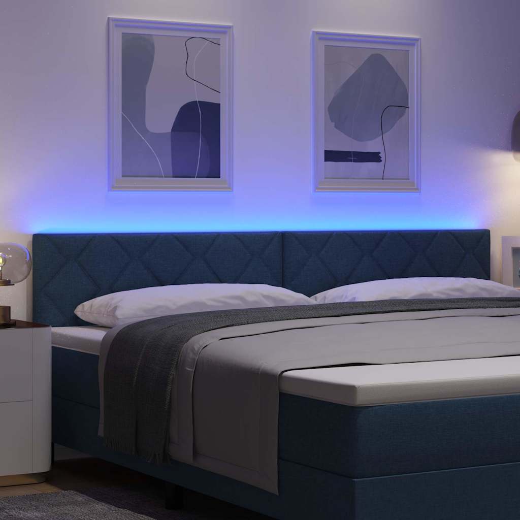 Tête de lit avec des lumières à LED Réglable Bleu 200 cm tissu - XIOS