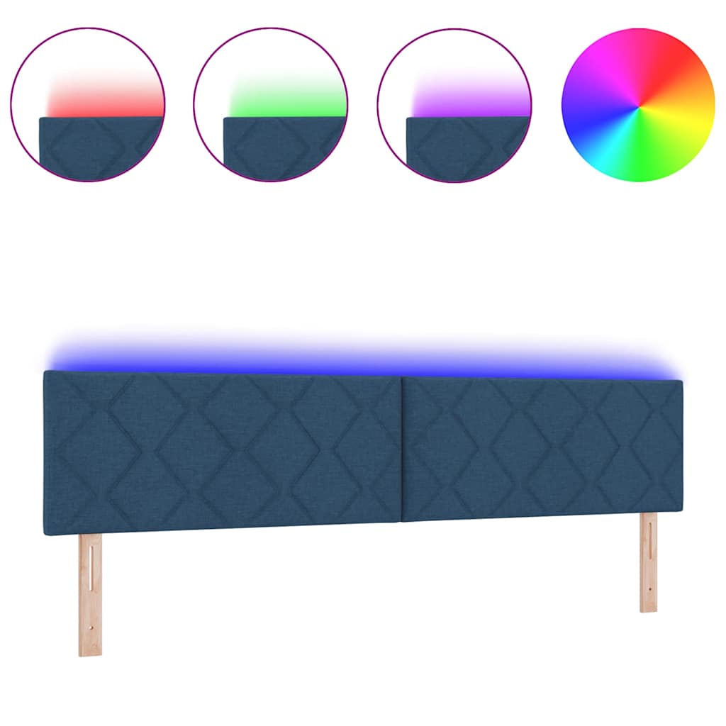 Tête de lit avec des lumières à LED Réglable Bleu 200 cm tissu - XIOS