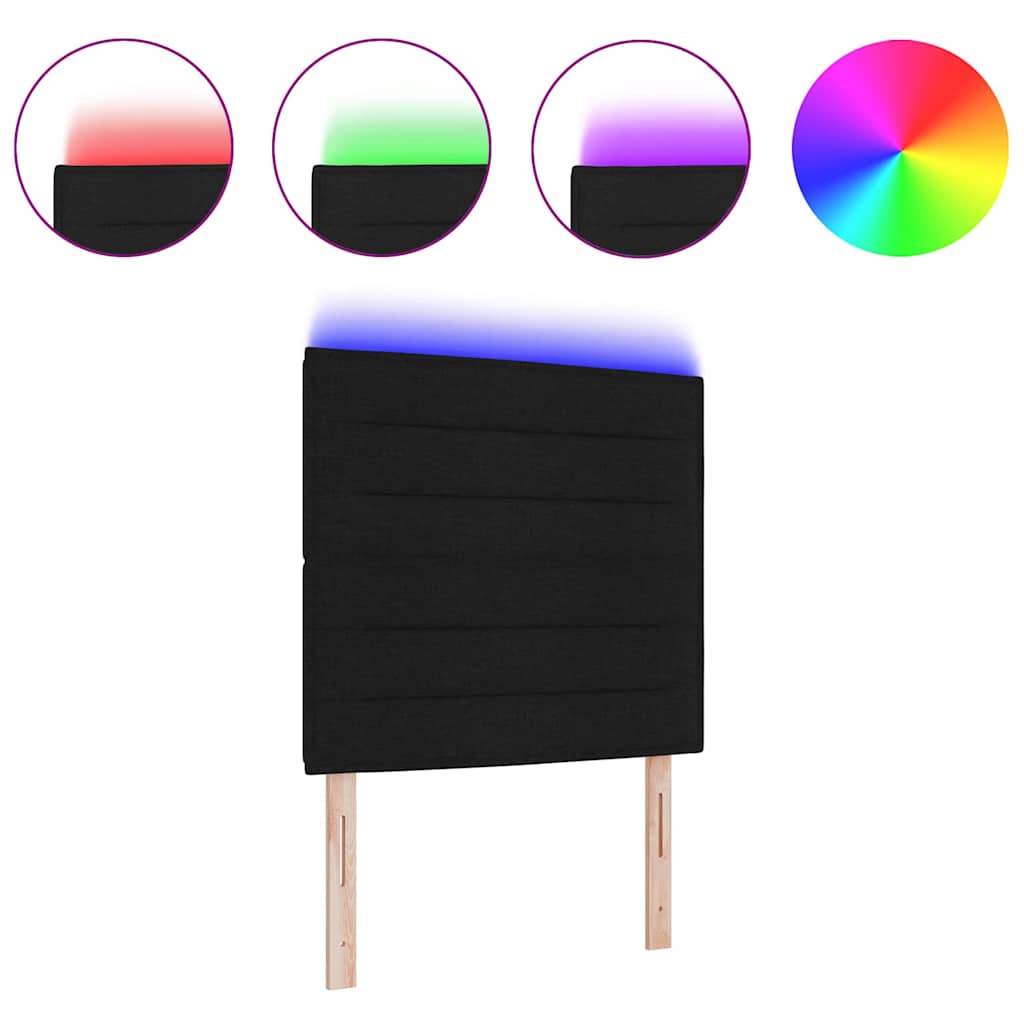 Tête de lit LED avec des lumières à LED Noir 100 cm tissu - XIOS