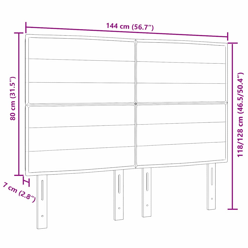Tête de lit LED avec tête de lit Gris foncé 144 cm Polyester