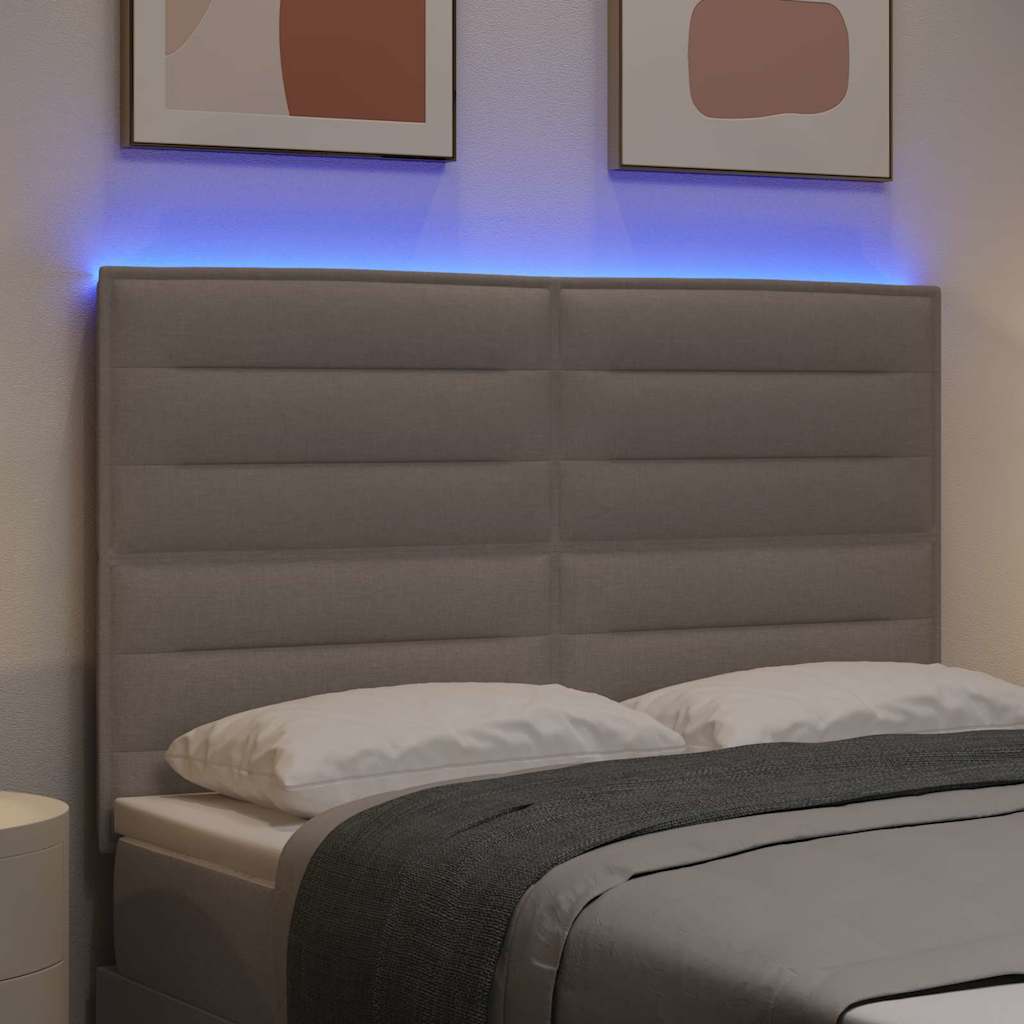 Tête de lit LED avec des lumières à LED Taupe 144 cm Polyester