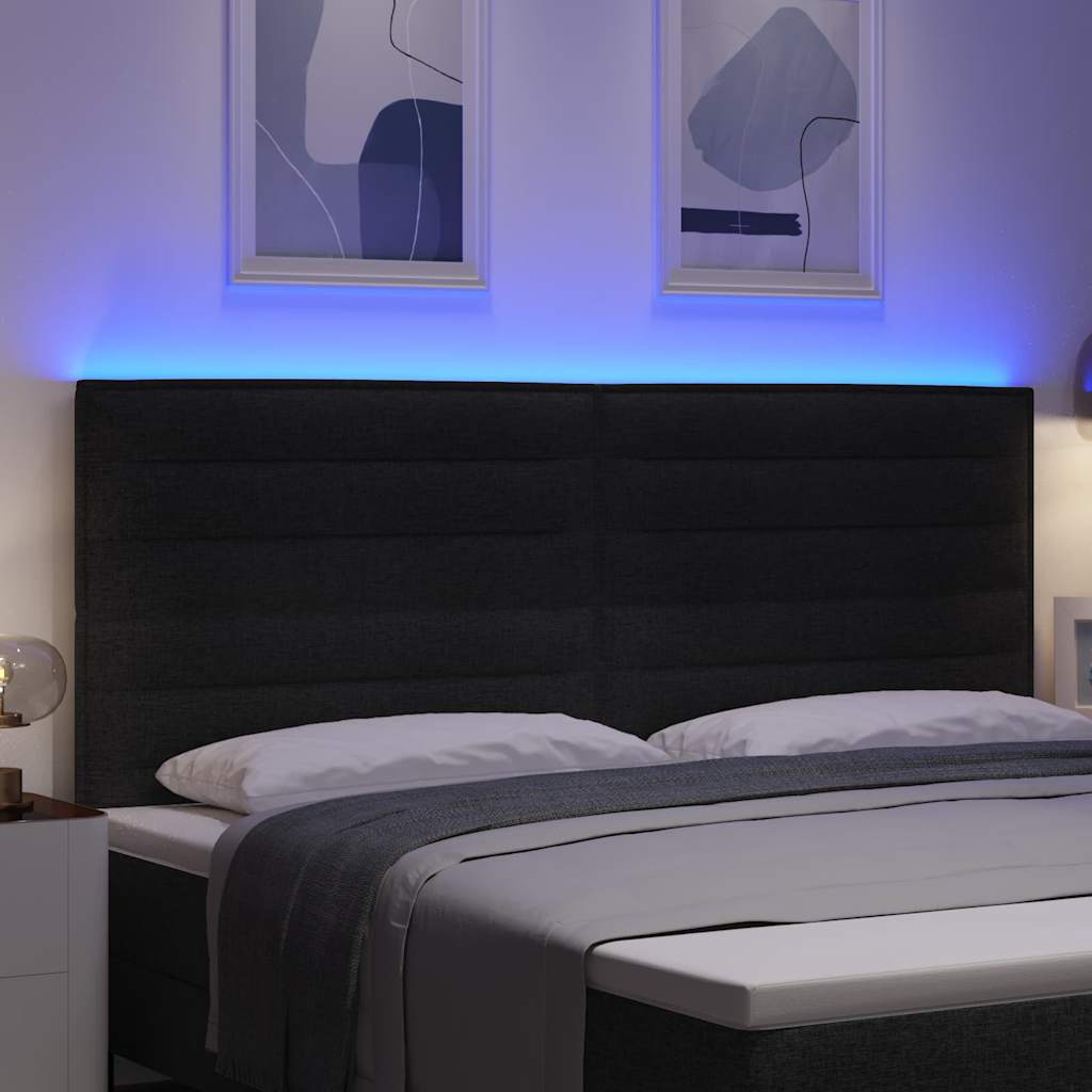 Tête de lit LED avec des lumières à LED Noir 200 cm Polyester - XIOS