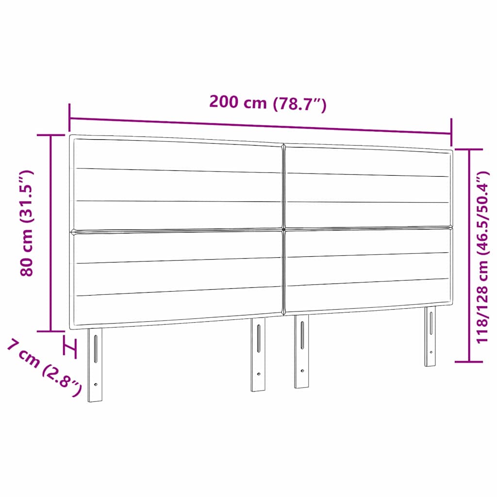 Tête de lit LED avec des lumières à LED Taupe 200 cm Polyester - XIOS