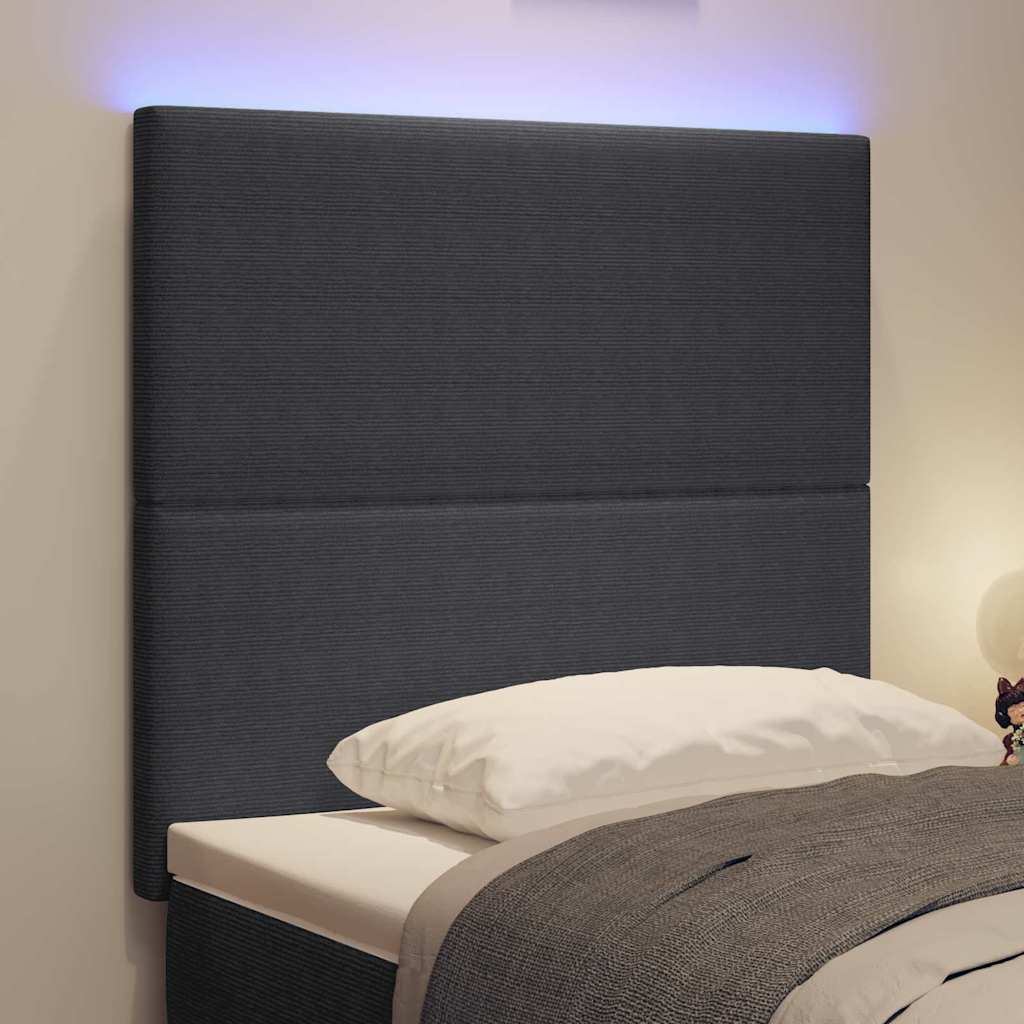 Tête de lit LED avec tête de lit Gris foncé 90 cm Polyester - XIOS