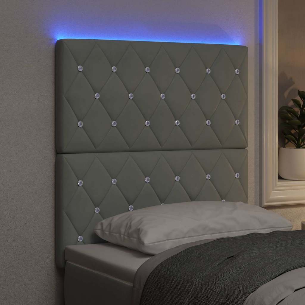 Tête de Lit LED Argyle Gris clair 80 cm Velours - XIOS