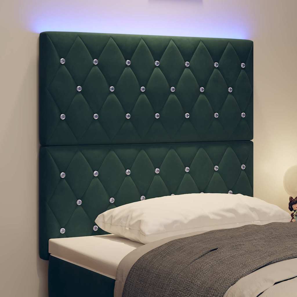 Tête de Lit LED Argyle Vert foncé 100 cm Velours - XIOS