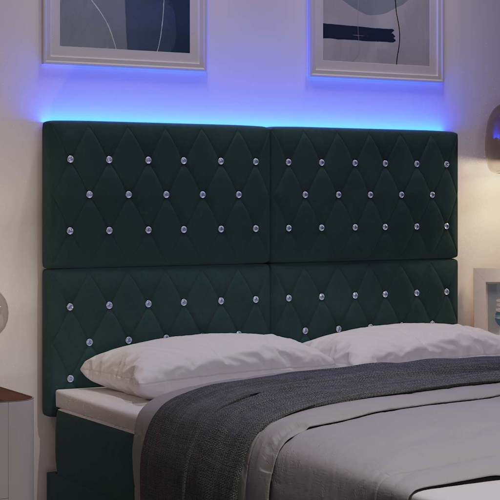 Tête de Lit LED Argyle Vert foncé 144 cm Velours - XIOS
