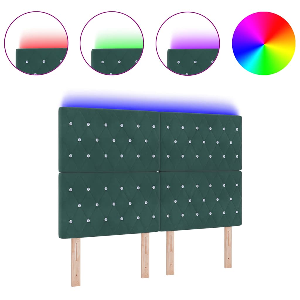 Tête de Lit LED Argyle Vert foncé 144 cm Velours - XIOS