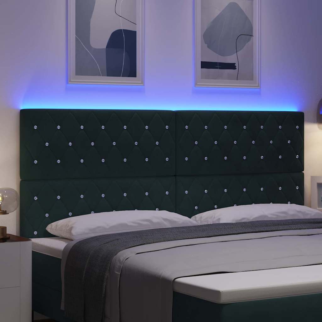 Tête de lit LED avec tête de lit Vert foncé 200 cm Polyester - XIOS