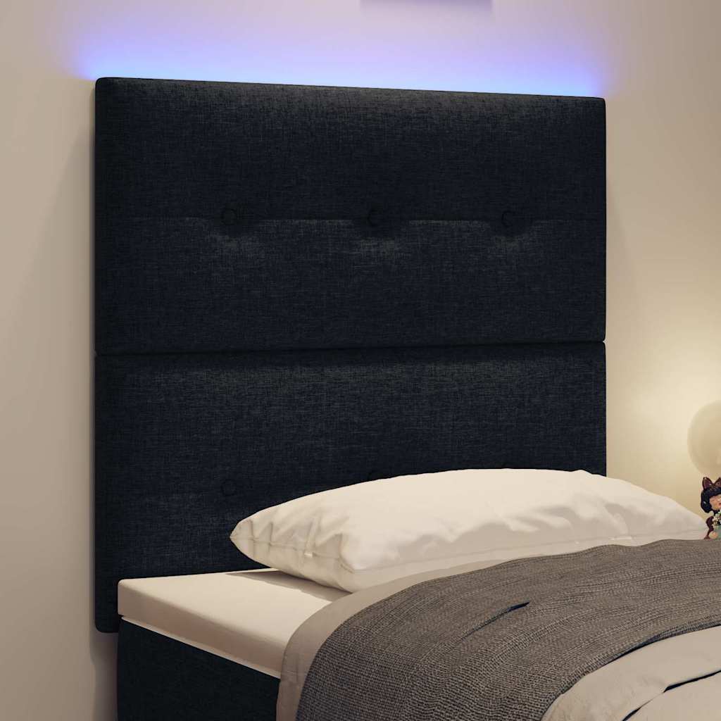 Tête de lit LED avec des lumières à LED Noir 90 cm Polyester