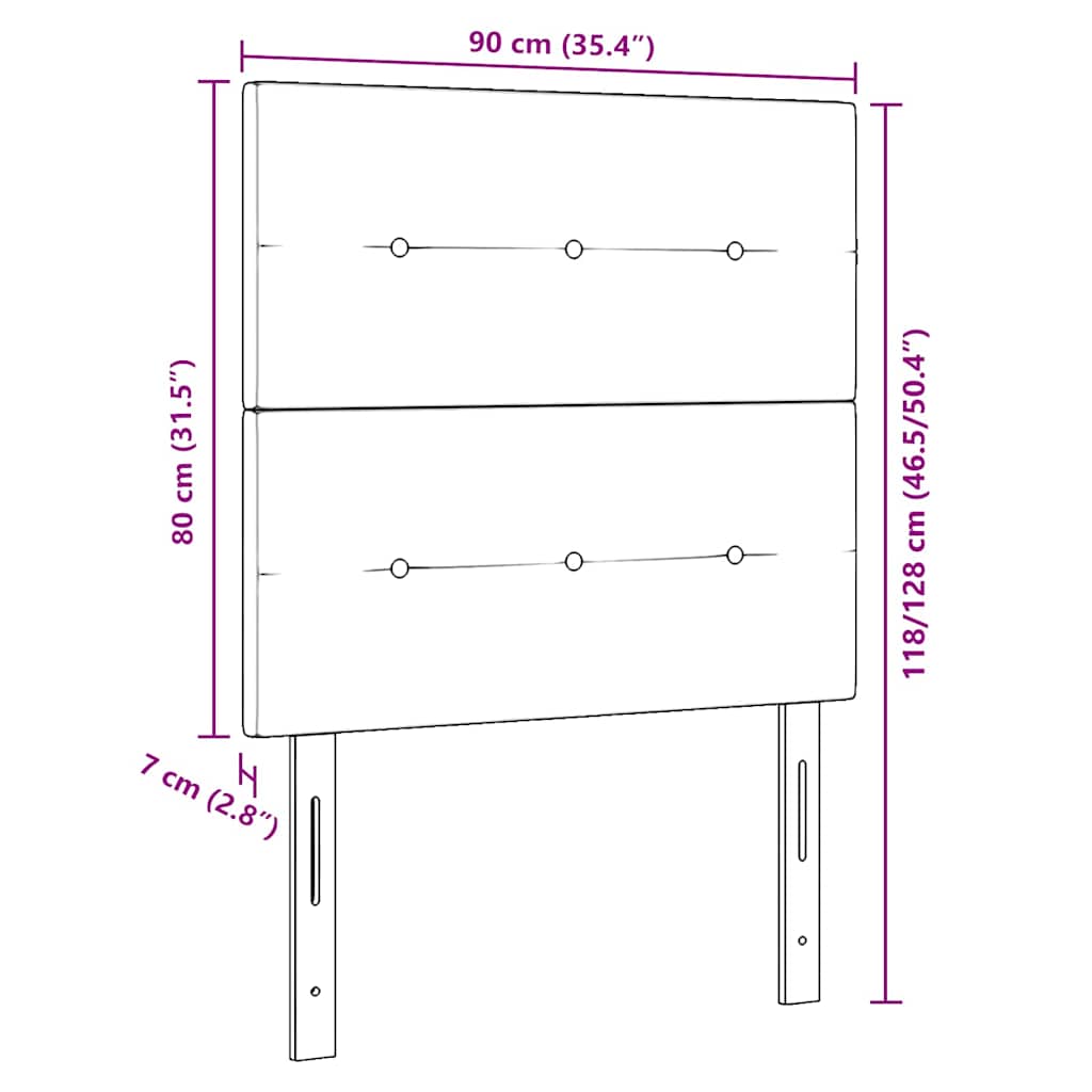 Tête de lit LED avec des lumières à LED Noir 90 cm Polyester