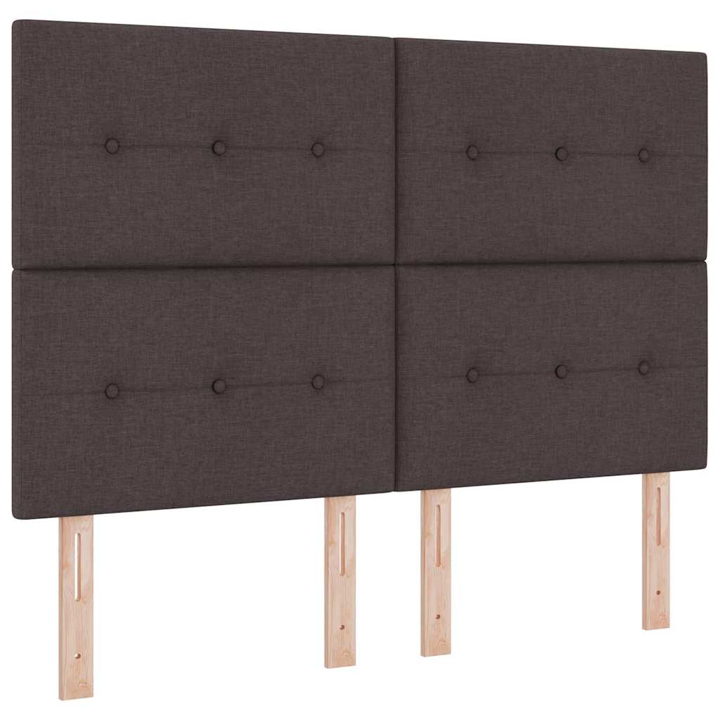 Tête de lit LED avec tête de lit Marron foncé 144 cm Polyester