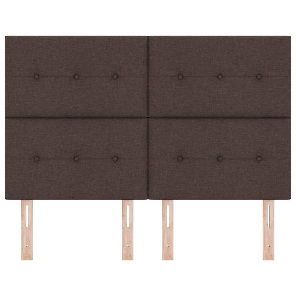 Tête de lit LED avec tête de lit Marron foncé 144 cm Polyester