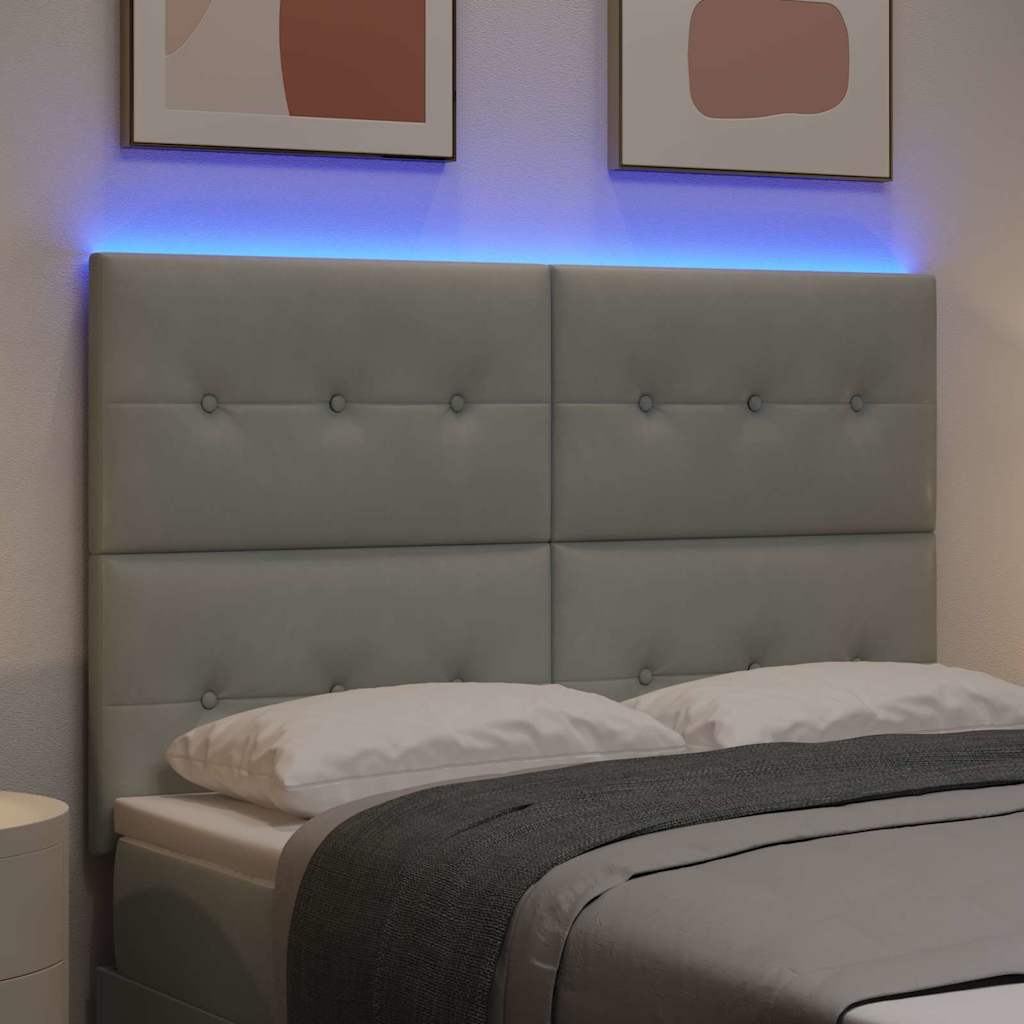 Tête de lit LED avec tête de lit Gris clair 144 cm Polyester - XIOS
