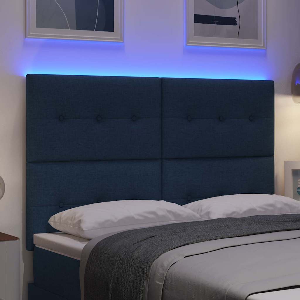 Tête de lit LED avec des lumières à LED Bleu 160 cm Polyester