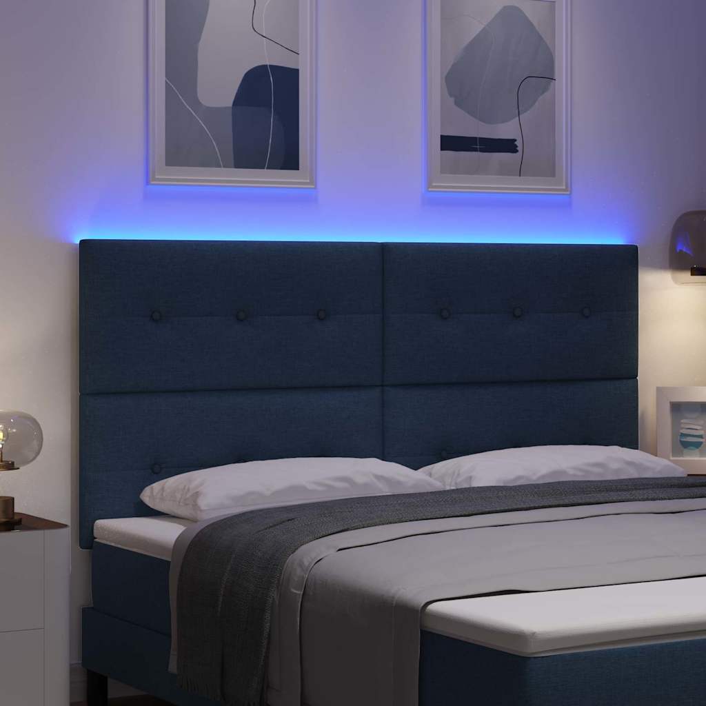 Tête de lit LED avec des lumières à LED Bleu 180 cm Polyester