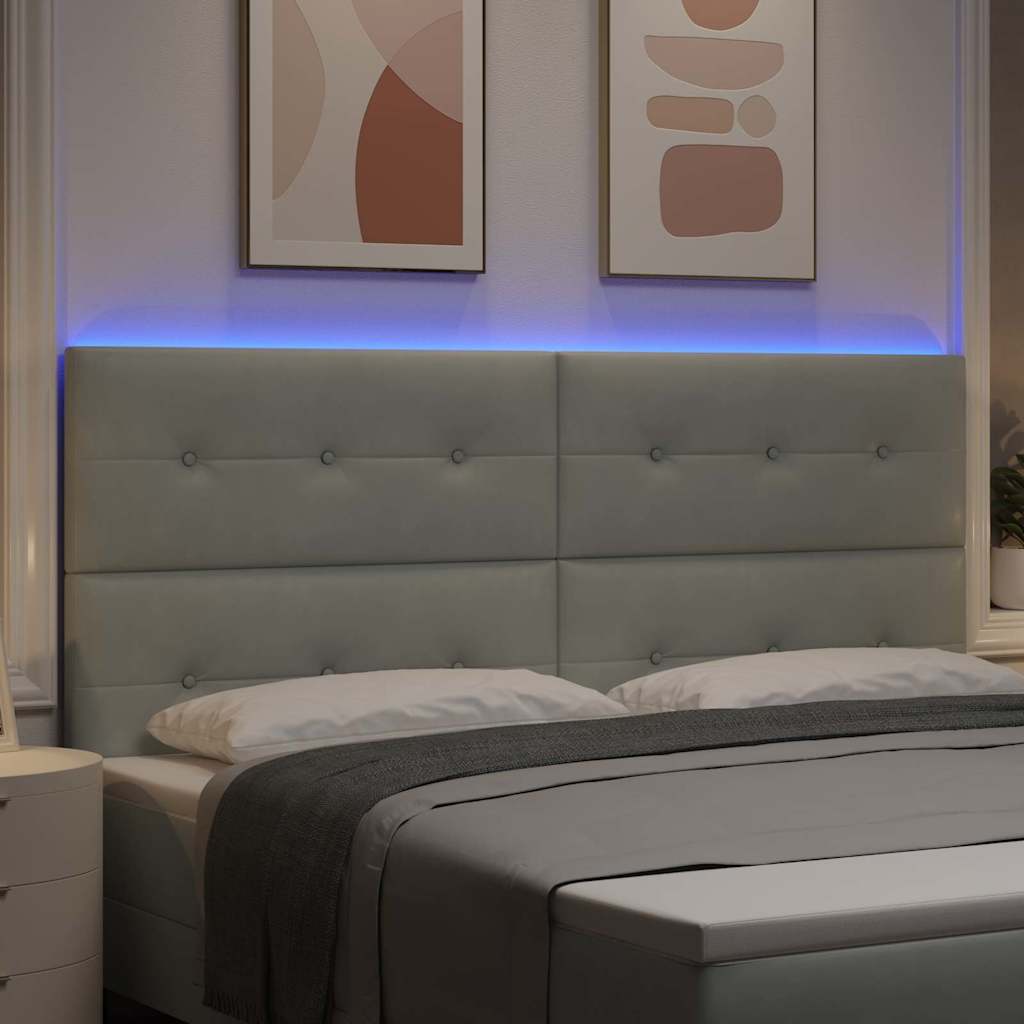 Tête de lit LED avec tête de lit Gris clair 200 cm Polyester - XIOS