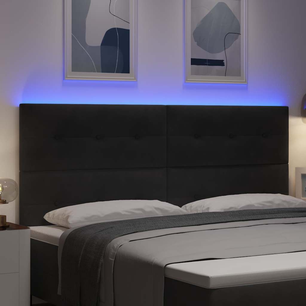 Tête de lit LED avec des lumières à LED Noir 200 cm Polyester - XIOS