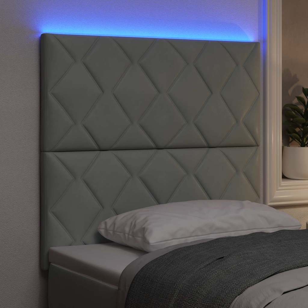 Tête de lit LED Gris clair 90 cm Cuir synthétique