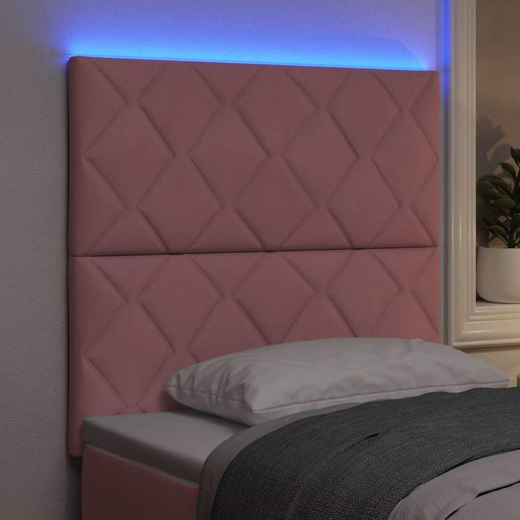 Tête de lit LED Rose 90 cm Cuir synthétique - XIOS