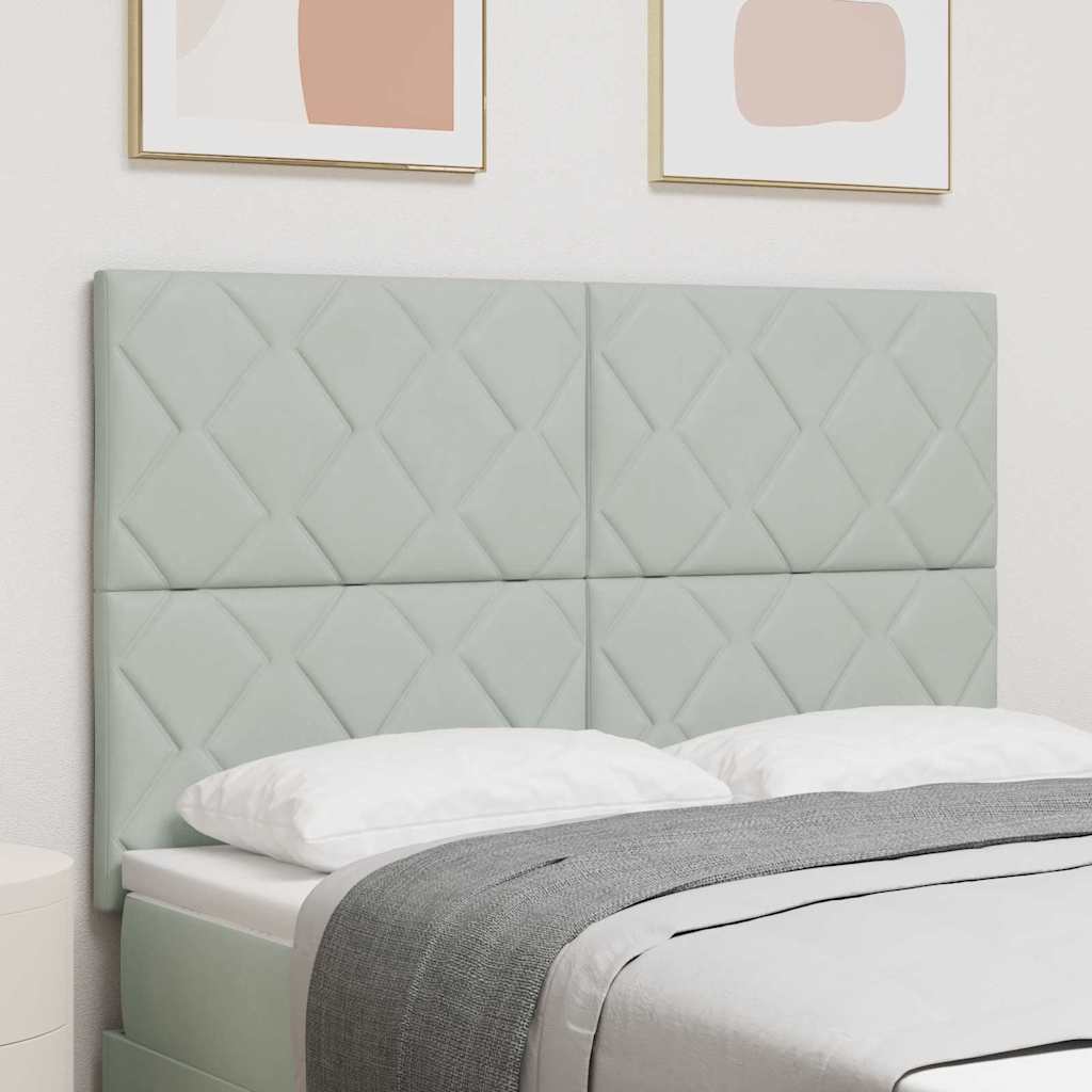 Tête de Lit LED Géométrique Gris clair 144 cm Velours - XIOS