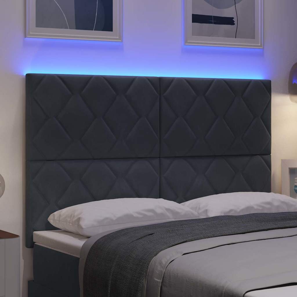 Tête de lit LED Gris foncé 144 cm Cuir synthétique