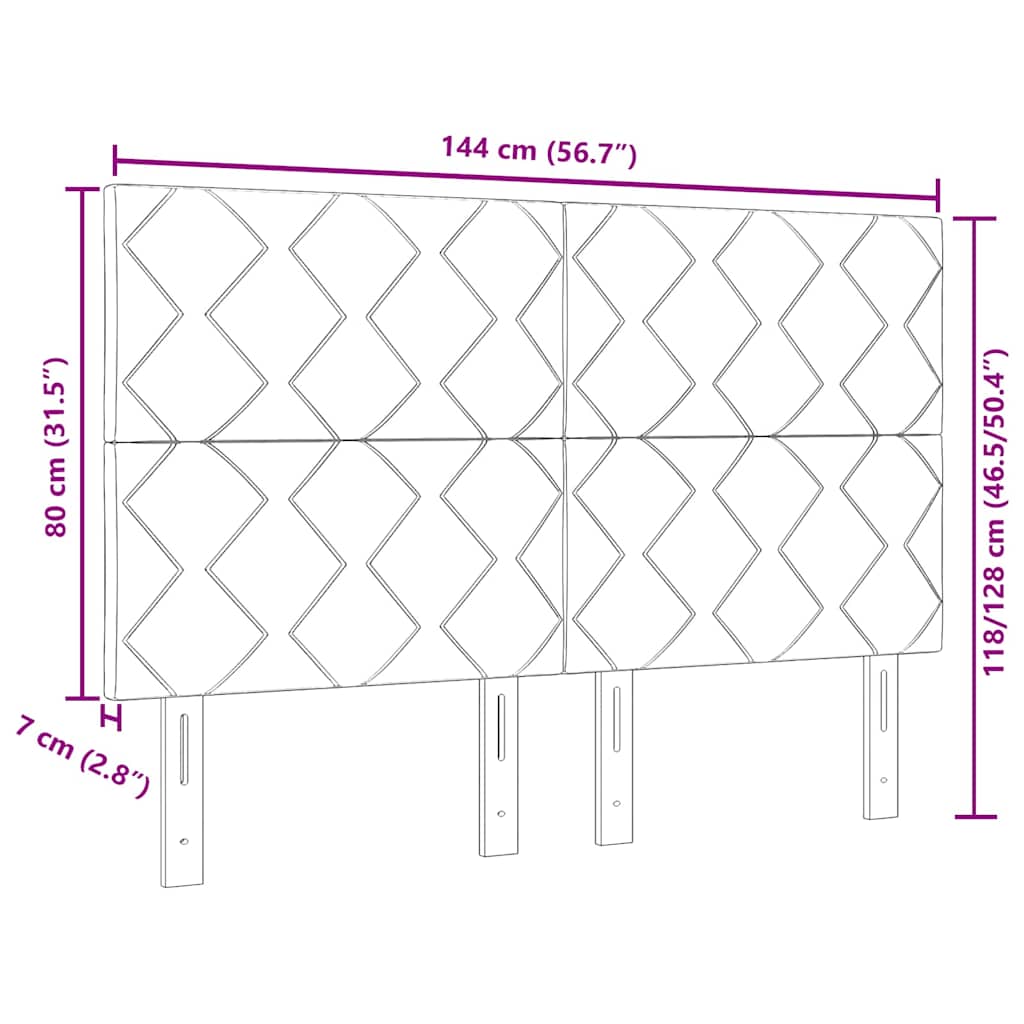 Tête de lit LED Gris foncé 144 cm Cuir synthétique