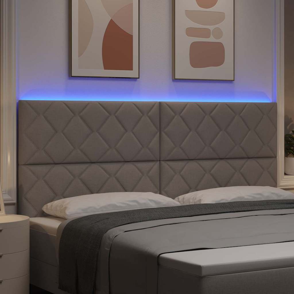Tête de lit avec des lumières à LED Réglable Taupe 200 cm tissu - XIOS