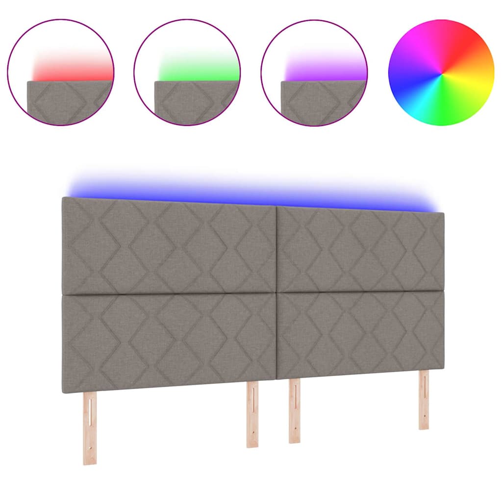 Tête de lit avec des lumières à LED Réglable Taupe 200 cm tissu - XIOS