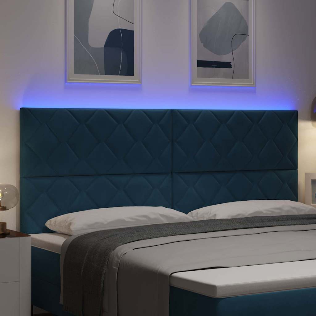 Tête de lit LED Bleu foncé 200 cm Cuir synthétique