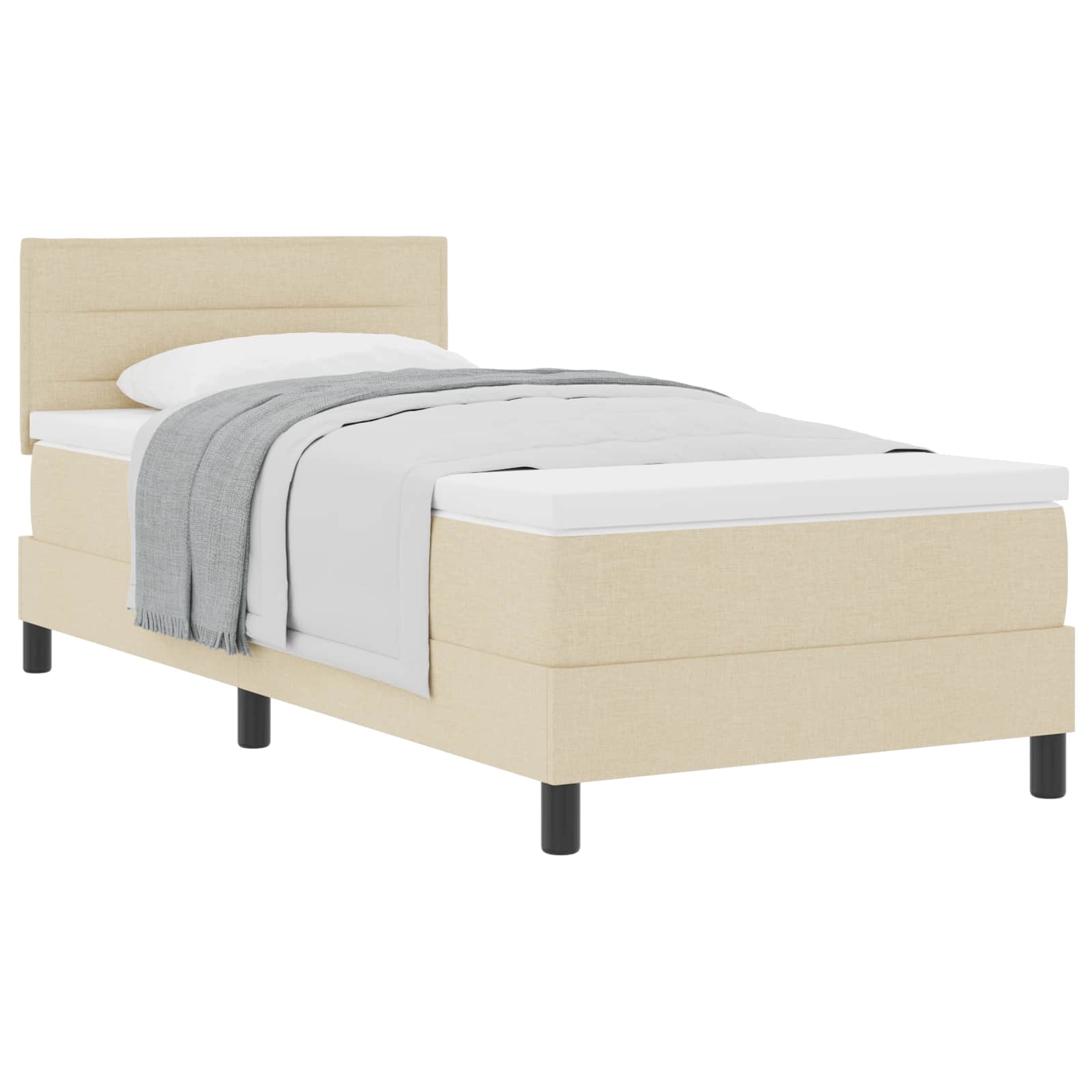Lit à ressorts avec tête de lit Crème 80 x 200 cm tissu - XIOS