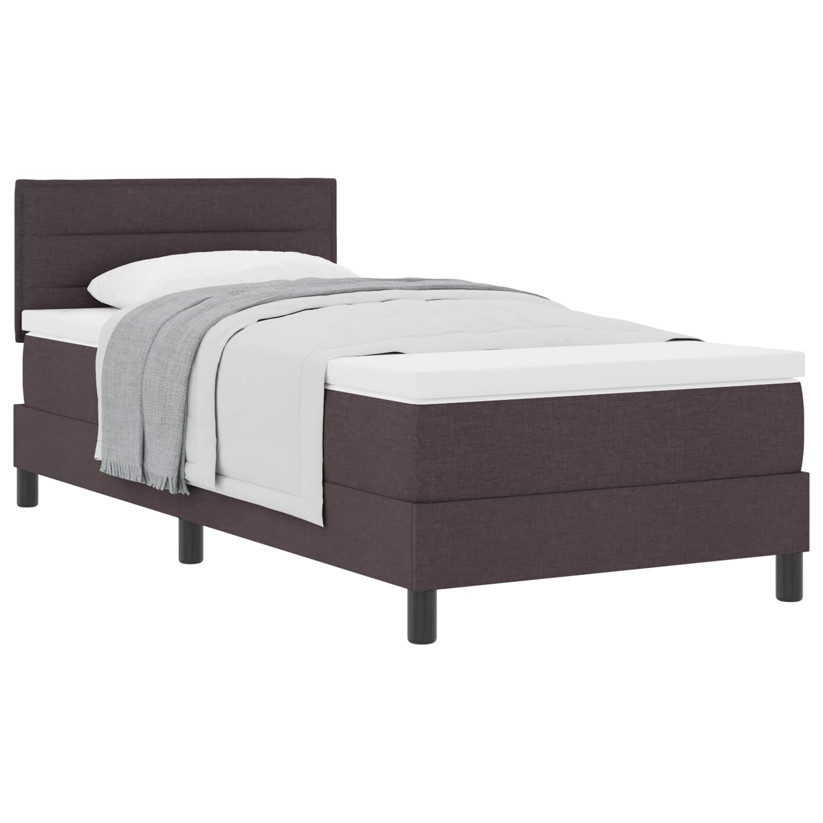 Lit à ressorts avec tête de lit Marron foncé 90 x 190 cm tissu - XIOS