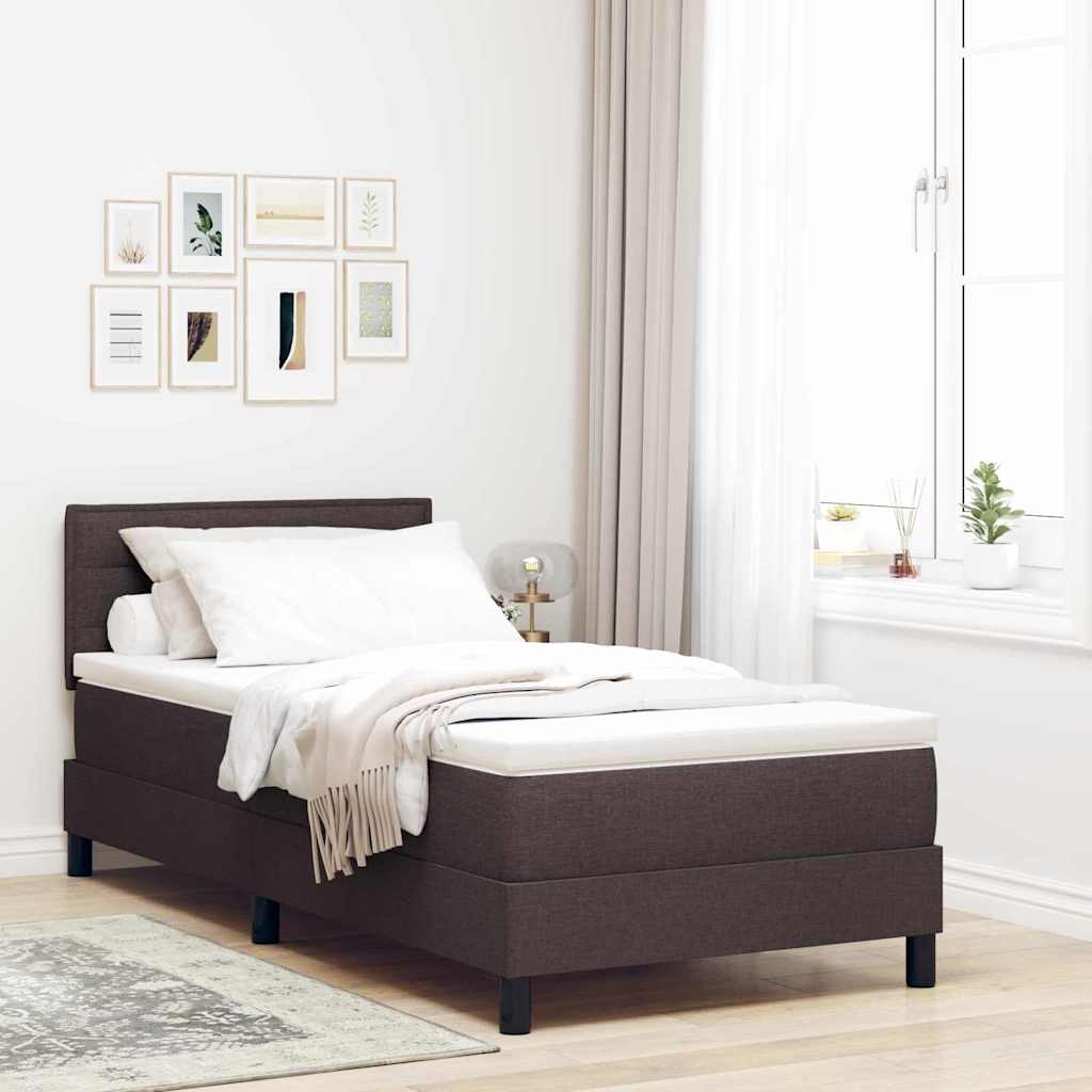 Lit à ressorts avec matelas Marron foncé 90 x 200 cm tissu - XIOS