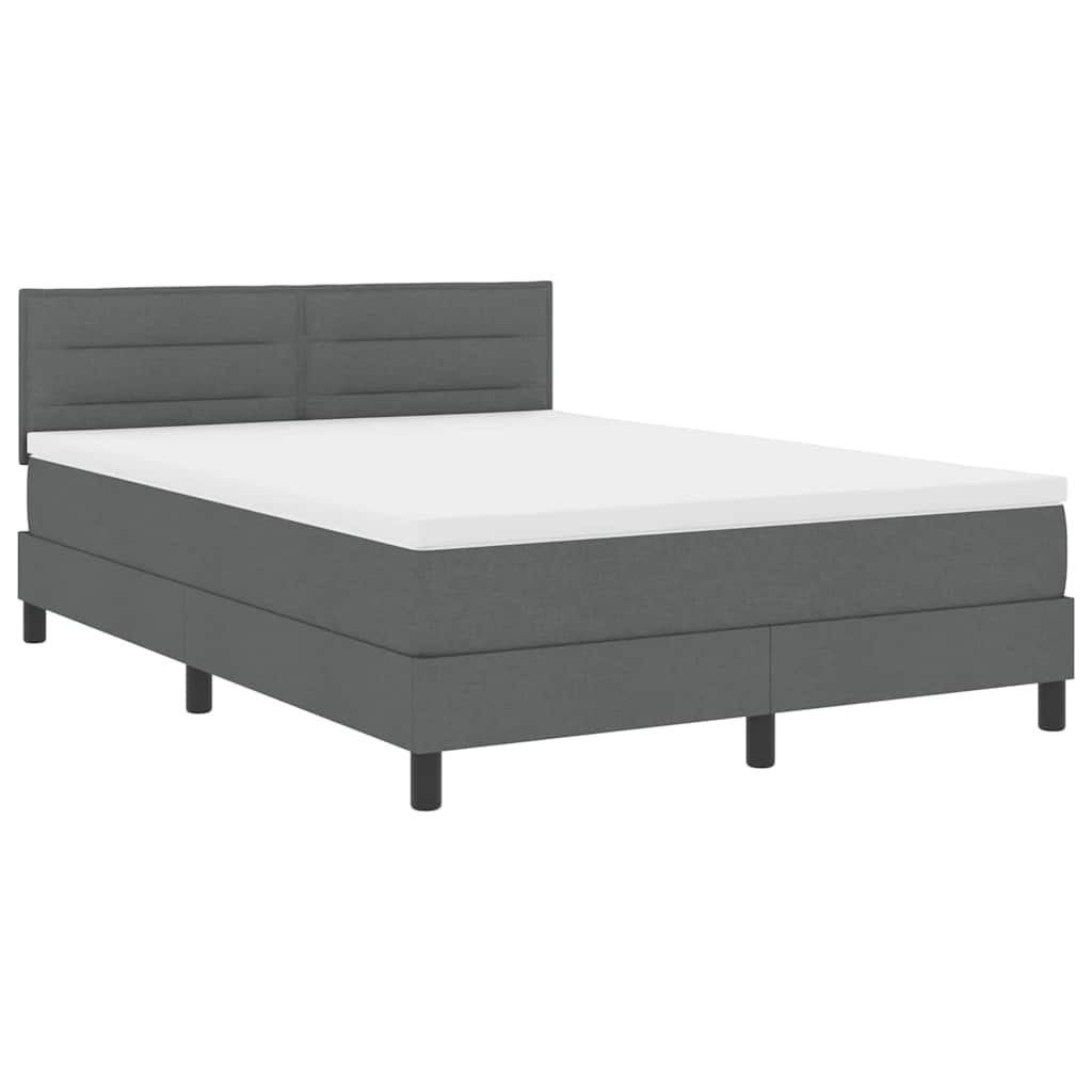 Lit à ressorts avec matelas Gris foncé 140 x 190 cm tissu - XIOS