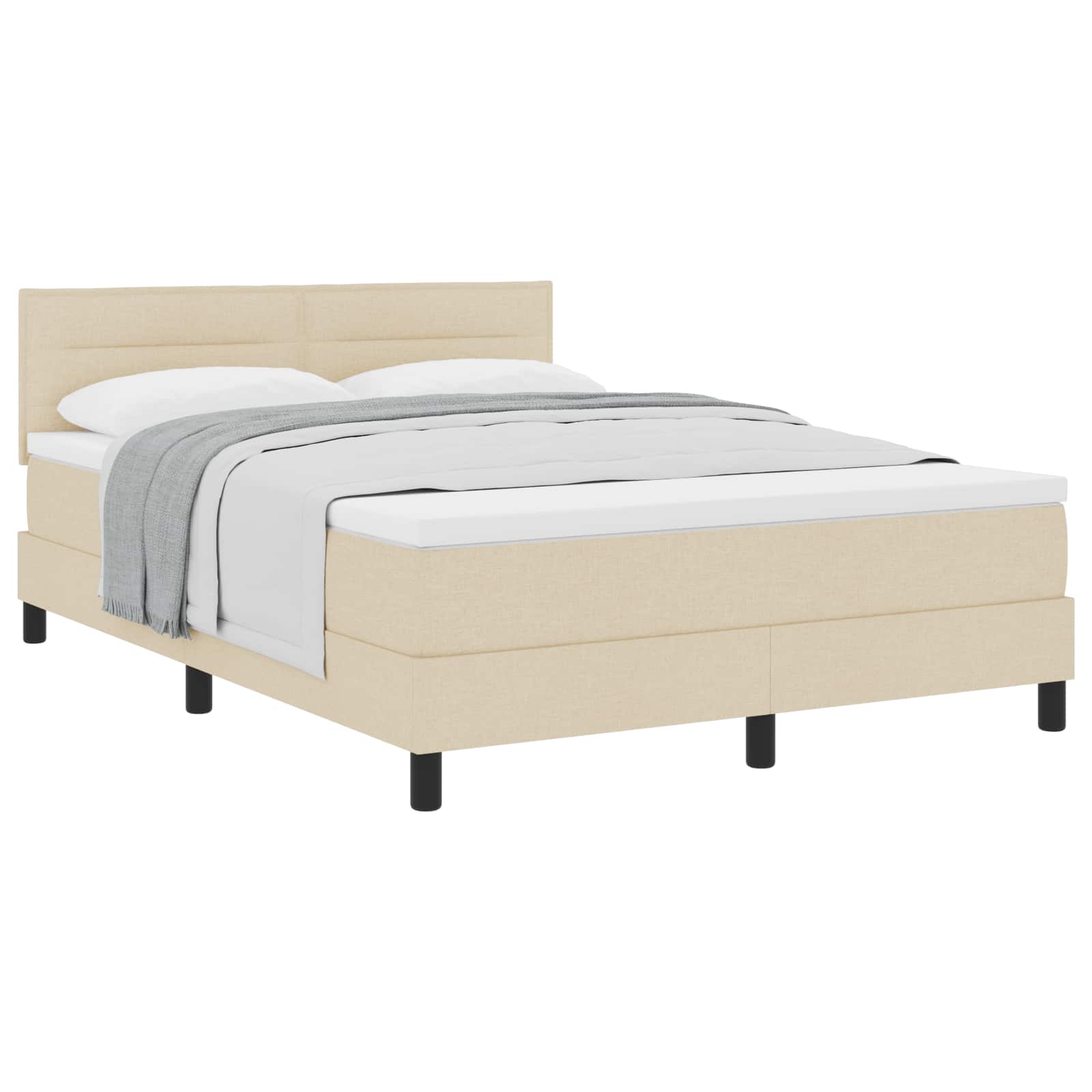 Lit à ressorts avec coussin Crème 140 x 190 cm tissu - XIOS
