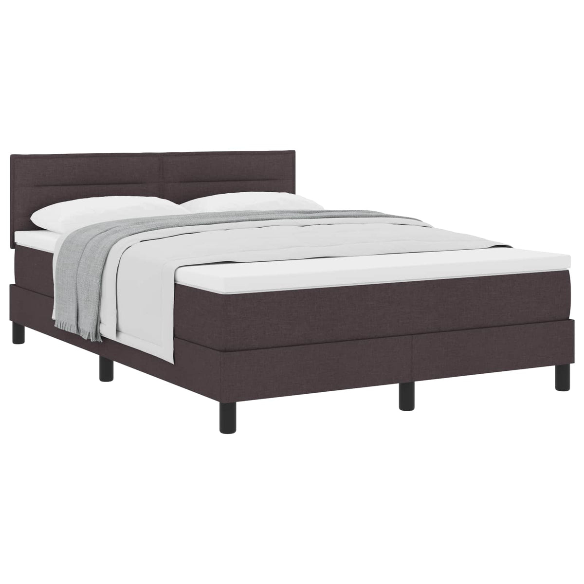 Lit à ressorts avec tête de lit Marron foncé 140 x 200 cm tissu - XIOS Store SNC