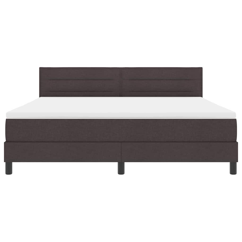 Lit à ressorts avec tête de lit Marron foncé 180 x 200 cm tissu