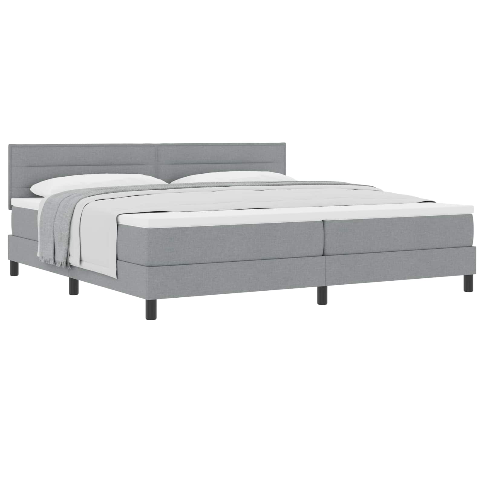 Lit à ressorts avec matelas Gris clair 200 x 200 cm tissu - XIOS