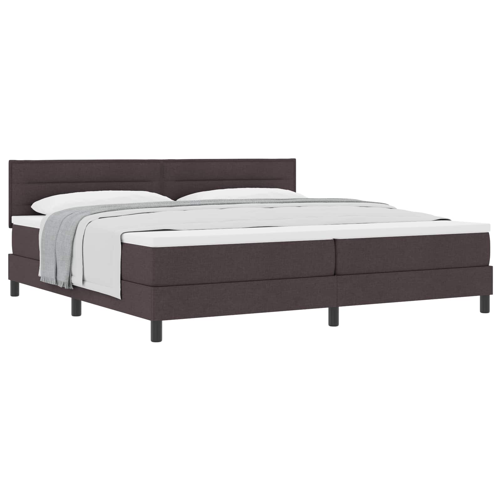 Lit à ressorts avec tête de lit Marron foncé 200 x 200 cm tissu - XIOS