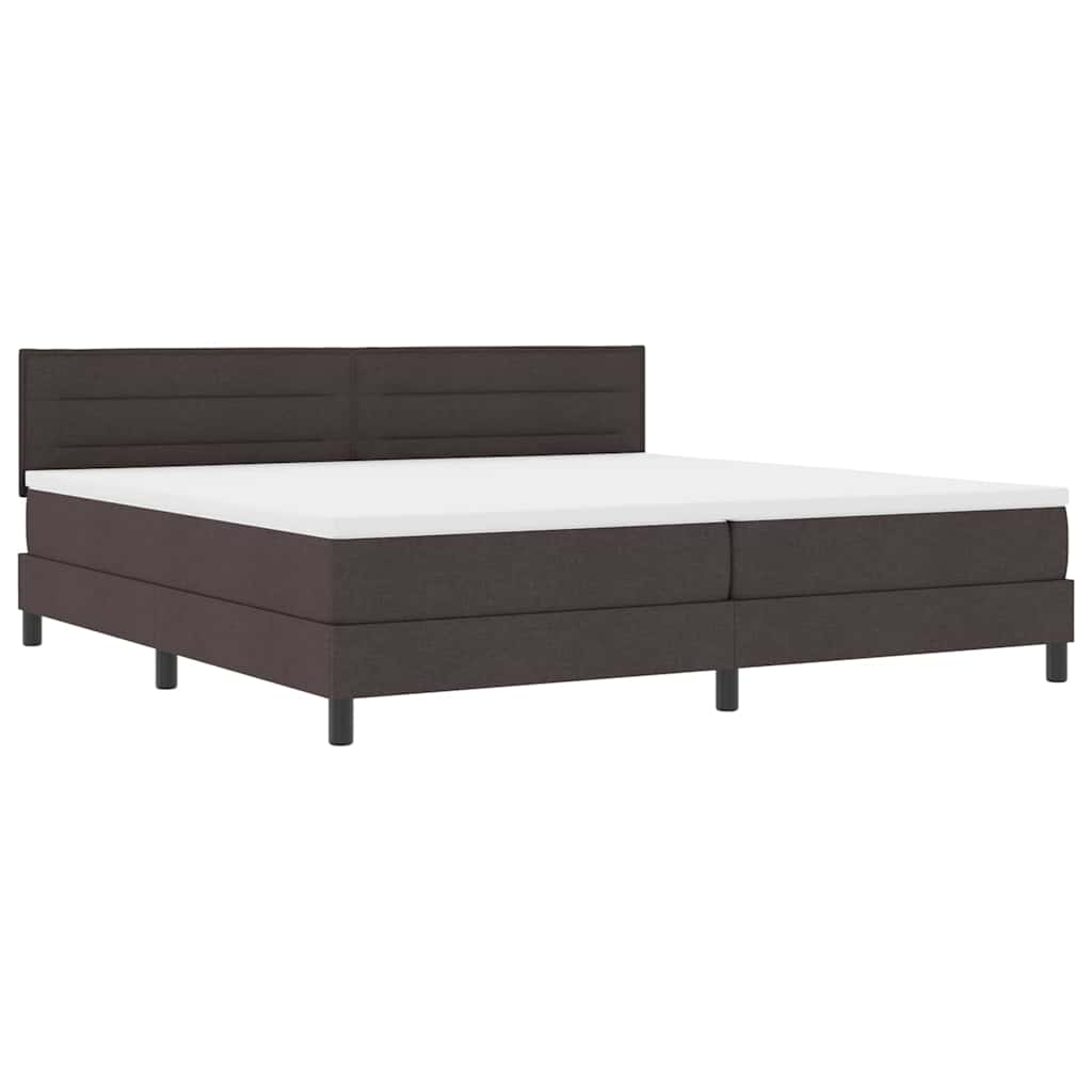 Lit à ressorts avec tête de lit Marron foncé 200 x 200 cm tissu - XIOS