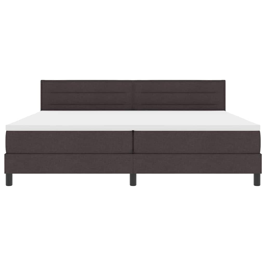 Lit à ressorts avec tête de lit Marron foncé 200 x 200 cm tissu - XIOS