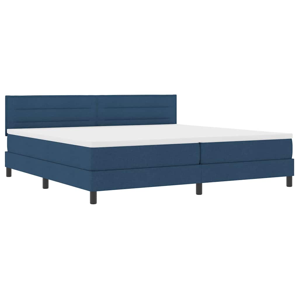Lit boxspring avec matelas avec matelas Bleu 200 x 200 cm tissu - XIOS