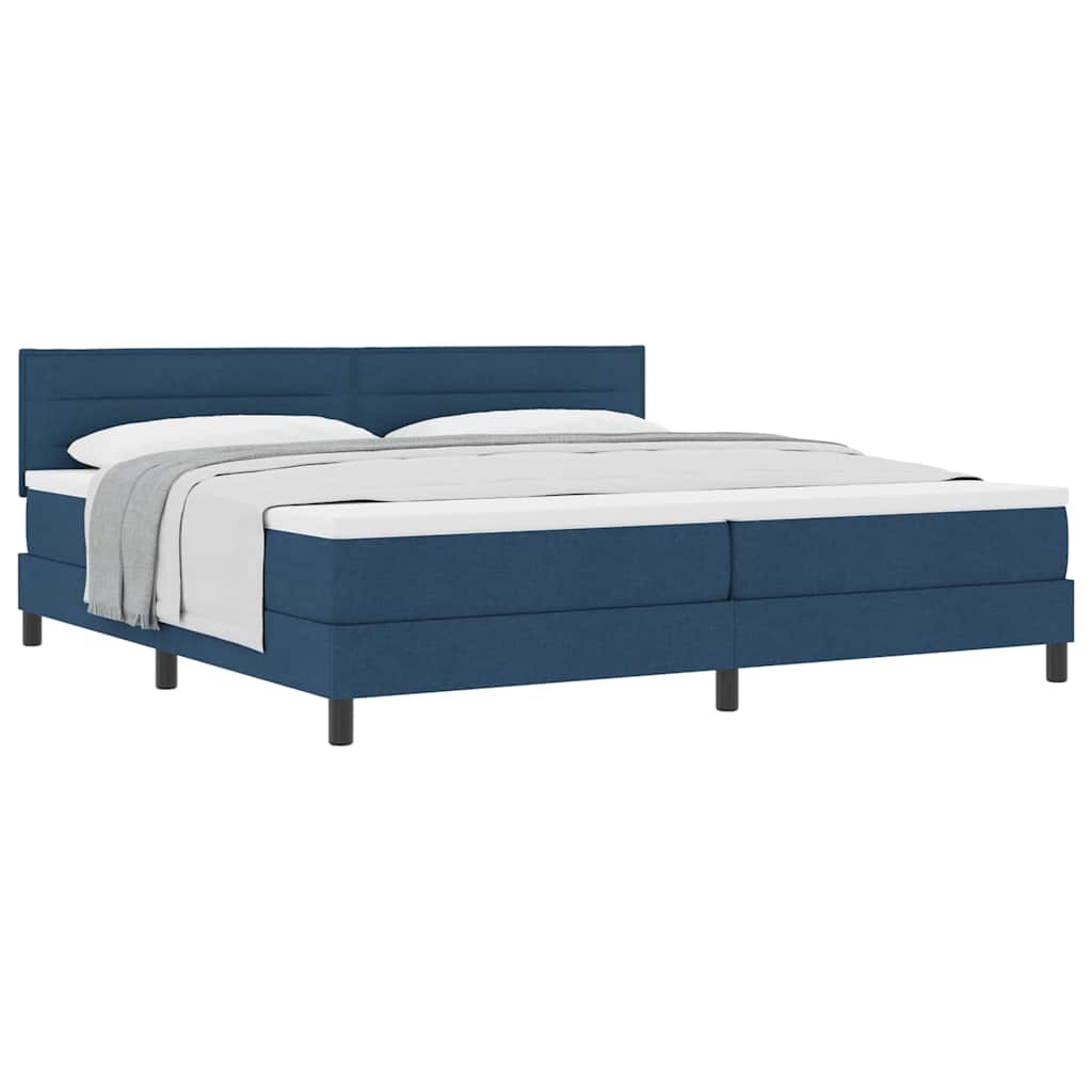 Lit boxspring avec matelas avec matelas Bleu 200 x 200 cm tissu - XIOS