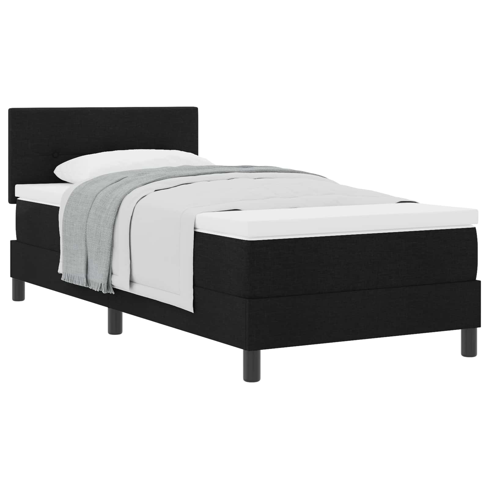 Lit à ressorts avec matelas Noir 90 x 200 cm tissu - XIOS