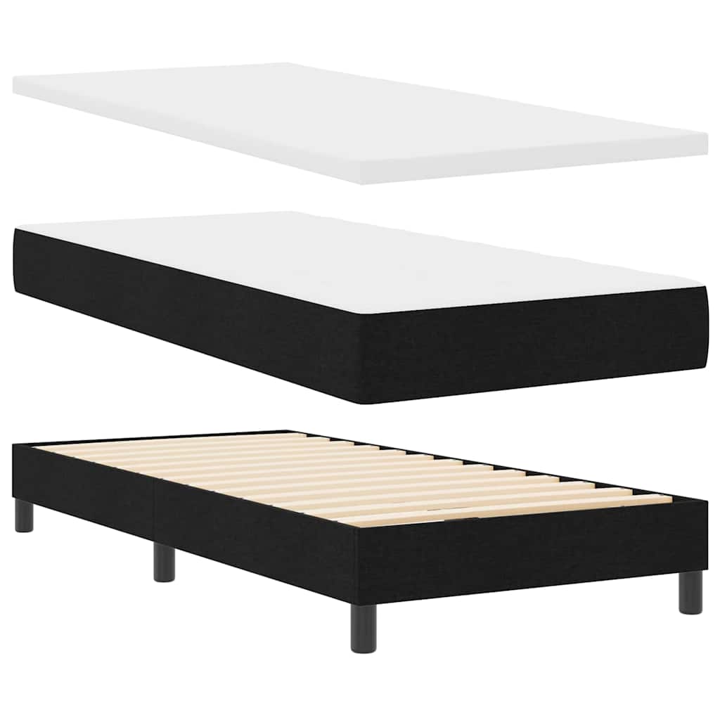 Lit à ressorts avec matelas Noir 90 x 200 cm tissu - XIOS